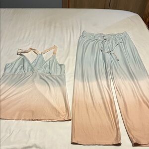 Linea Donatella Cream and Tan Ombre Pajama Set